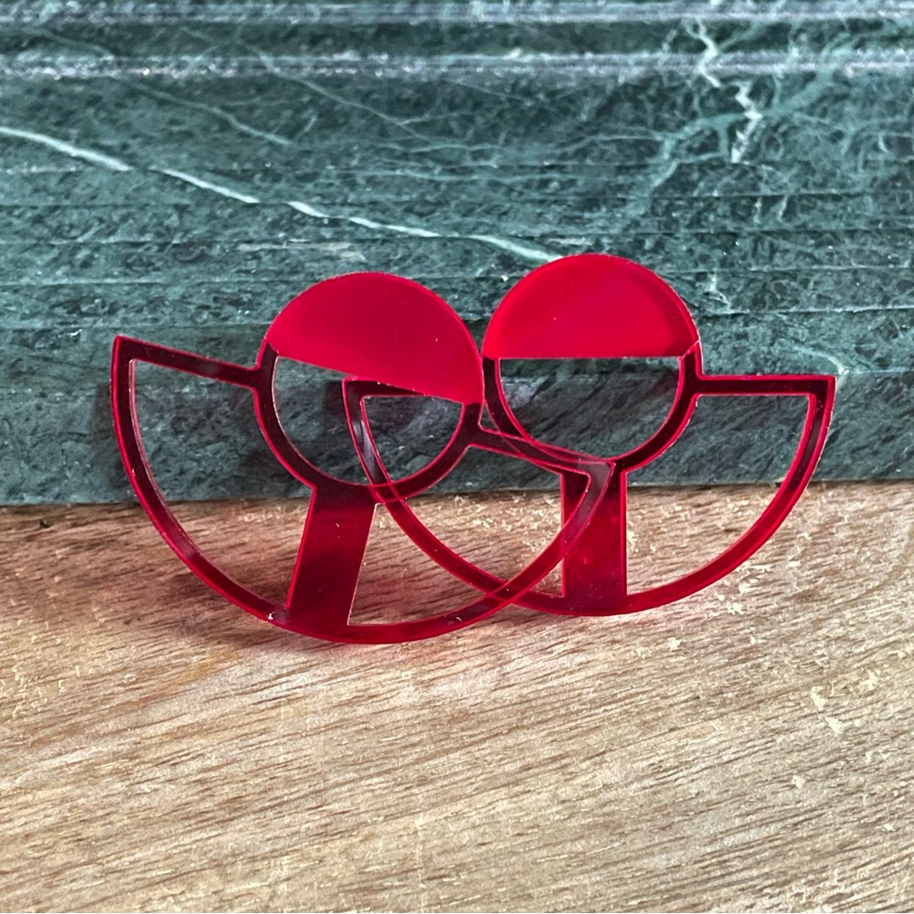 Red lucite post earrings